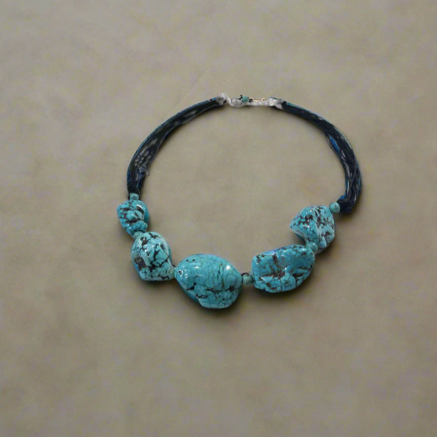 Turquoise Dyed Howlite Stone Necklace