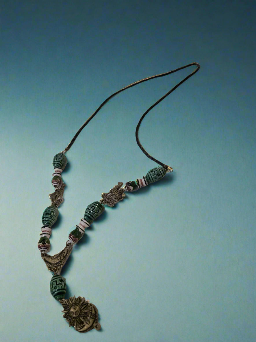 Peruvian Design Beaded Llama and Sun Necklace