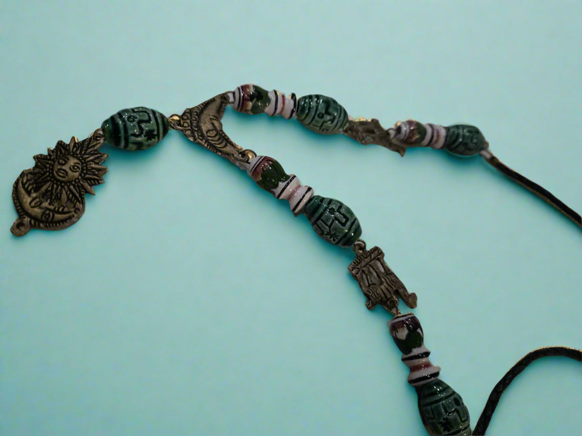 Peruvian Design Beaded Llama and Sun Necklace