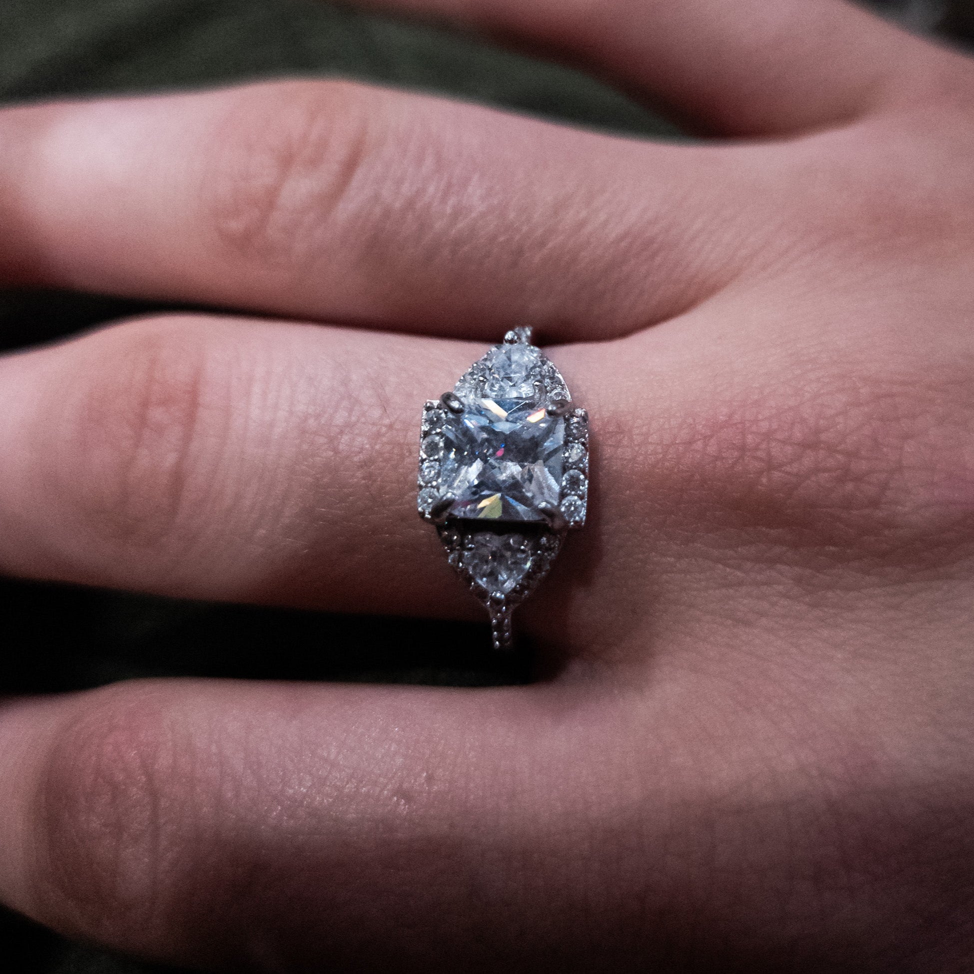 Princess Cut Cubic Zirconia Silver Ring