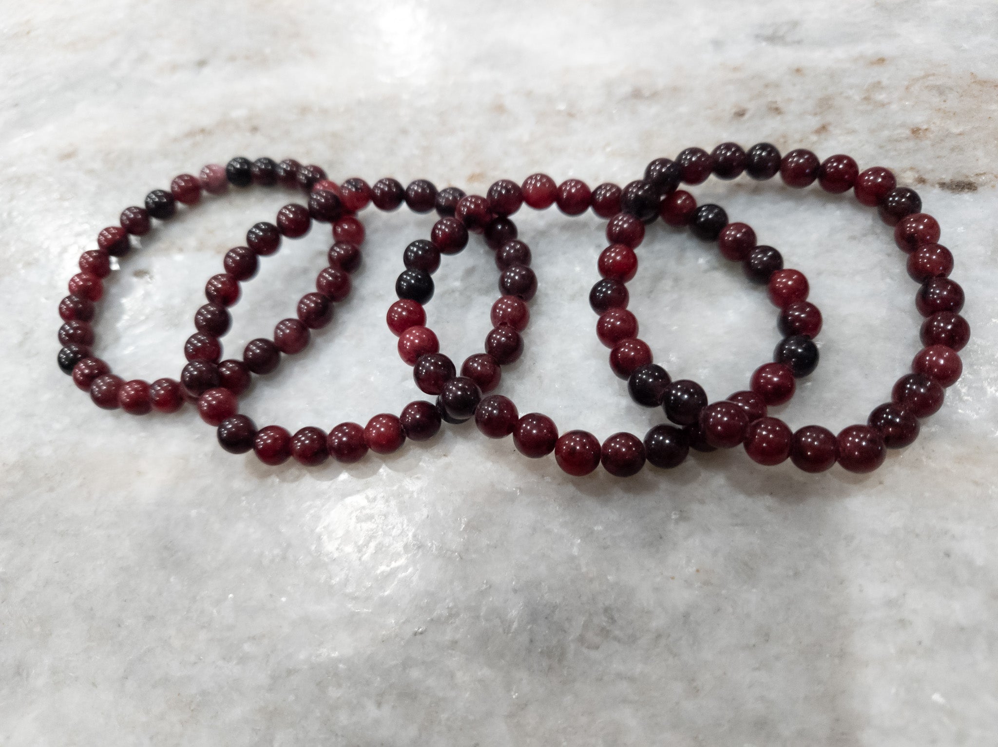 Love Stone Garnet Beaded Stretchy Bracelet