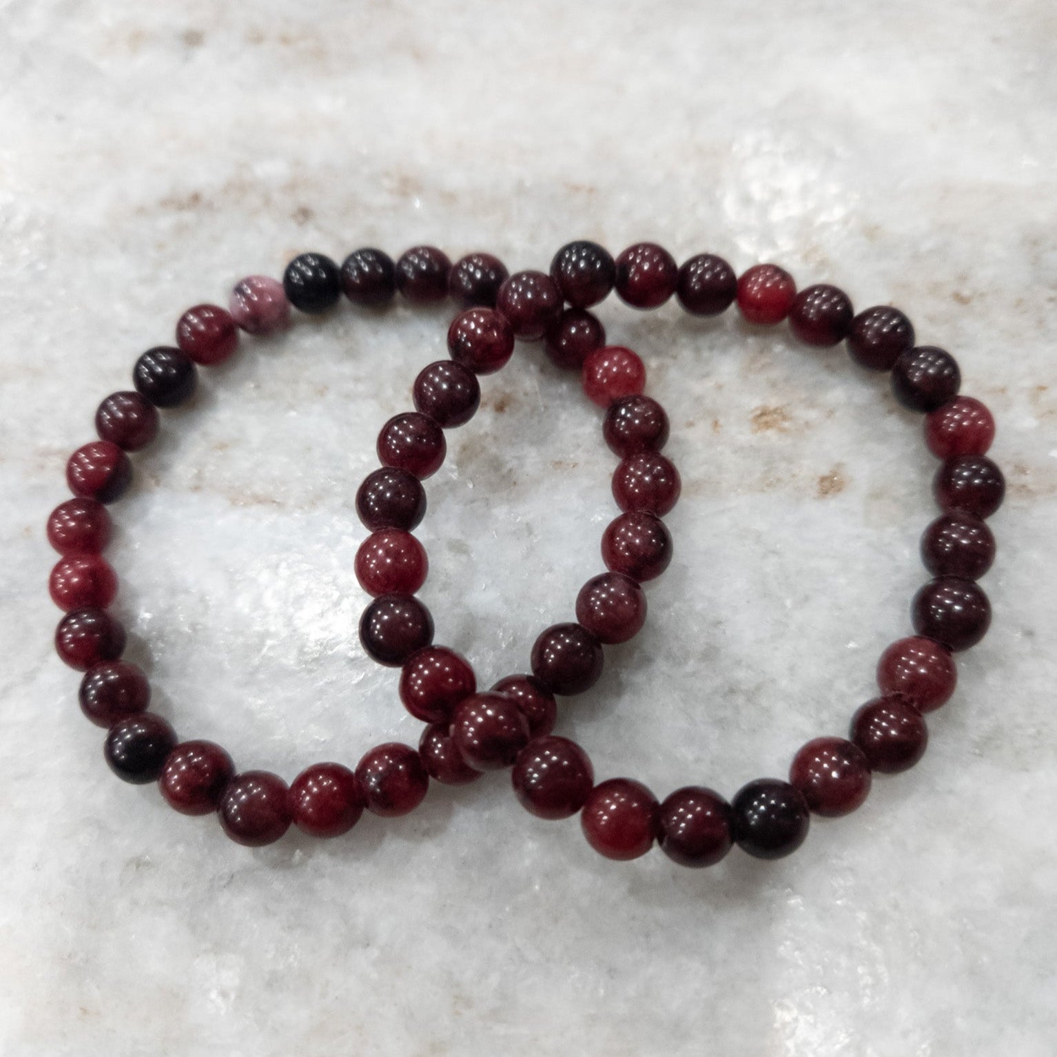 Love Stone Garnet Beaded Stretchy Bracelet