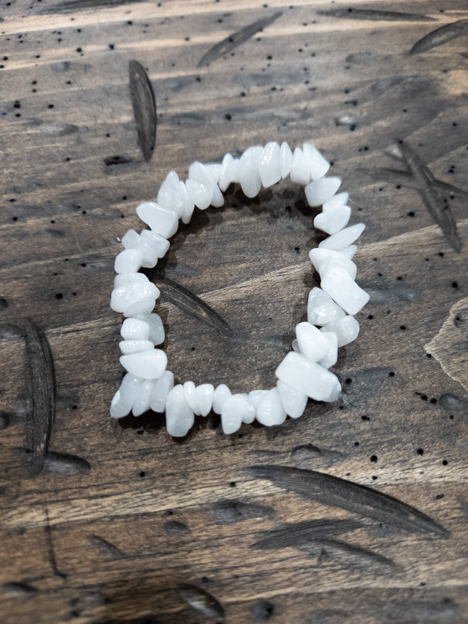 White Quartz Stone Stretchy Bracelet