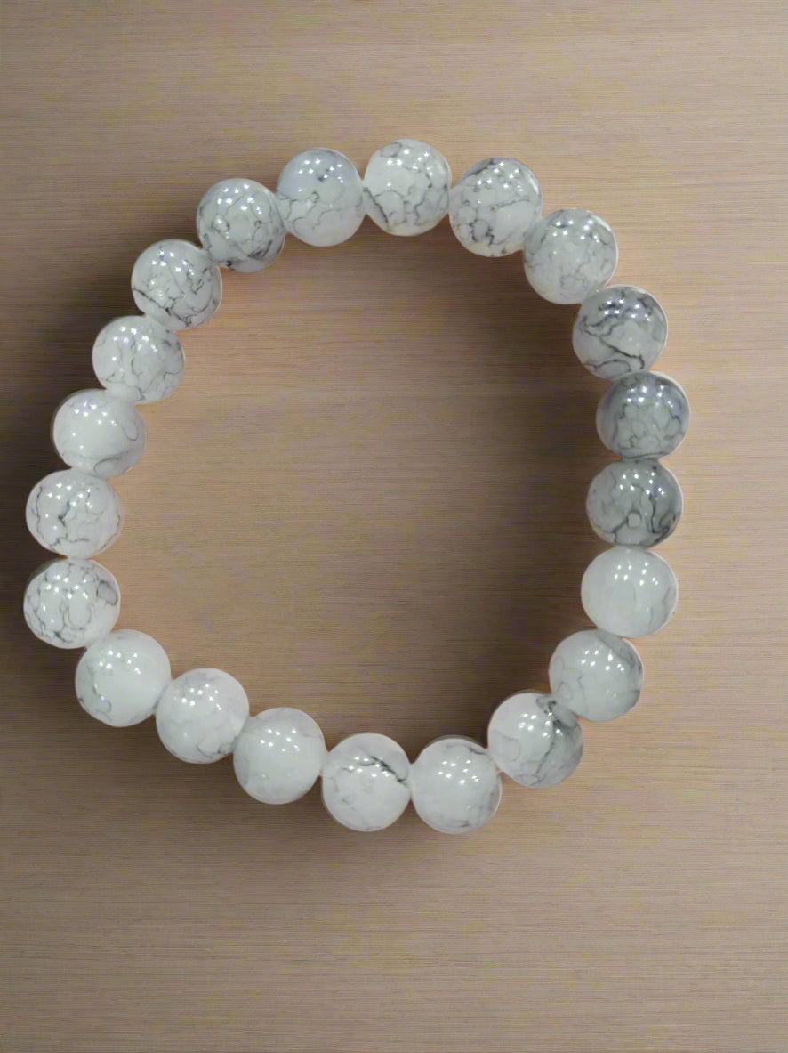 Black Dragon Vein Agate Beaded Stretchy Bracelet