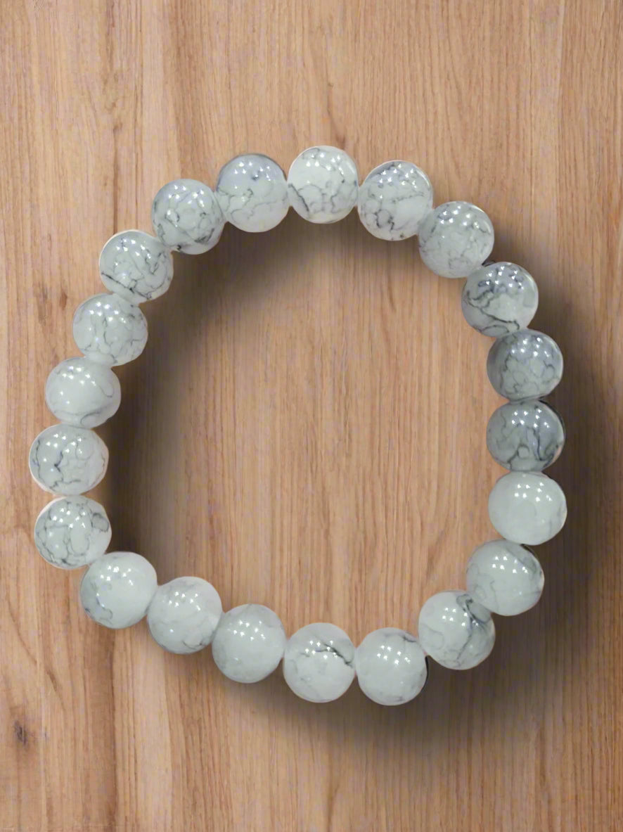 Black Dragon Vein Agate Beaded Stretchy Bracelet