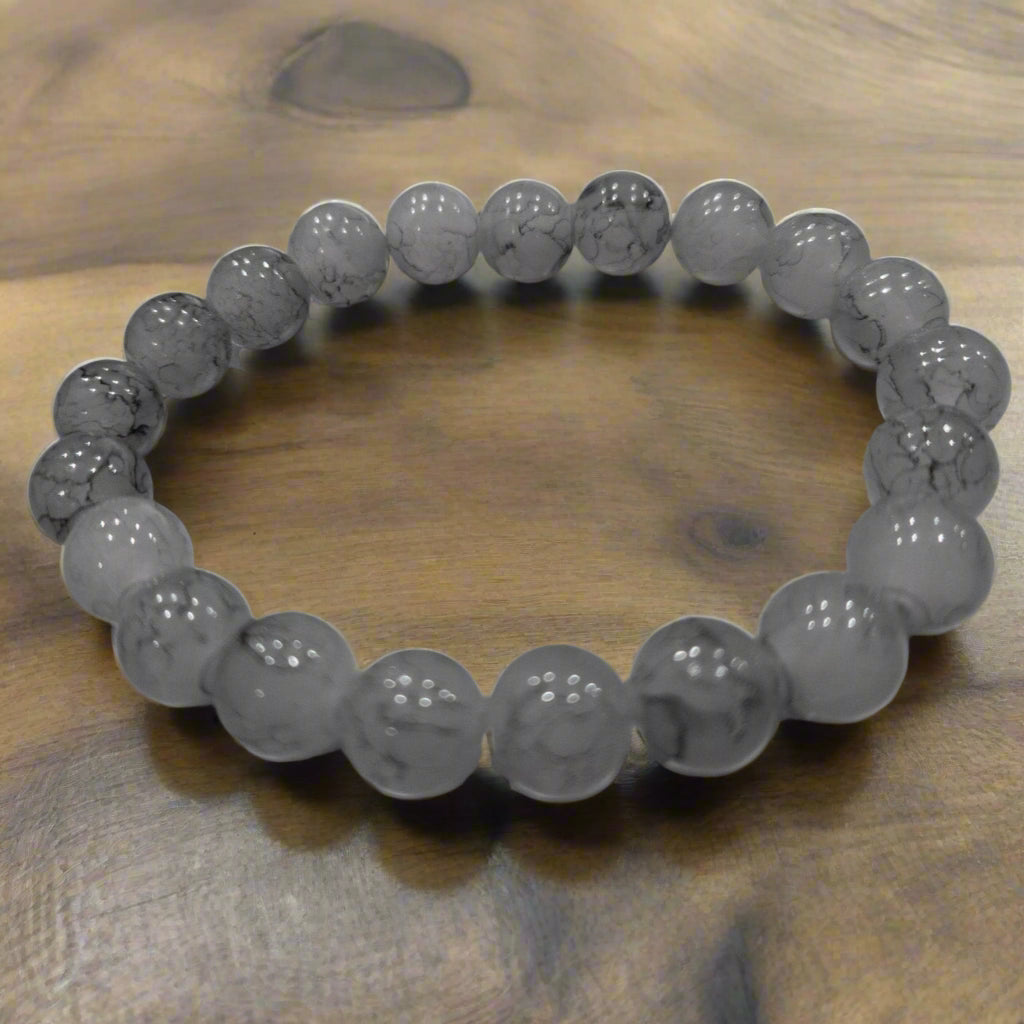 Black Dragon Vein Agate Beaded Stretchy Bracelet