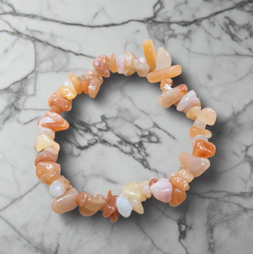 Carnelian Agate Beaded Stretchy Bracelet