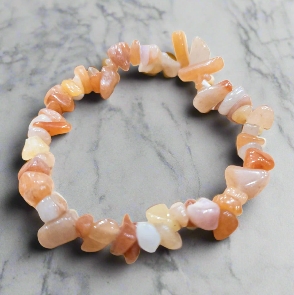 Carnelian Agate Beaded Stretchy Bracelet