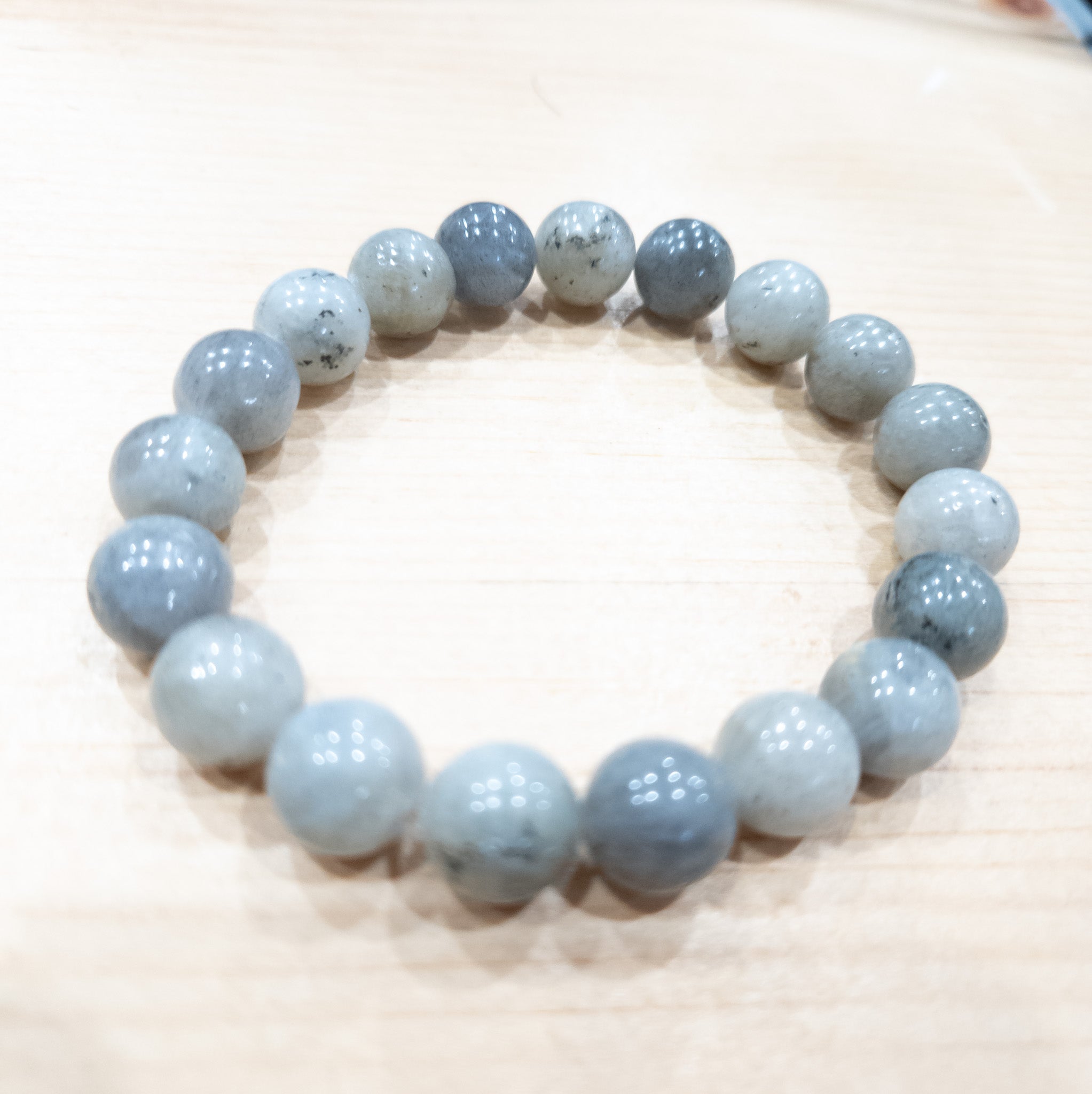 Grey Labradorite Beaded Stretchy Bracelet