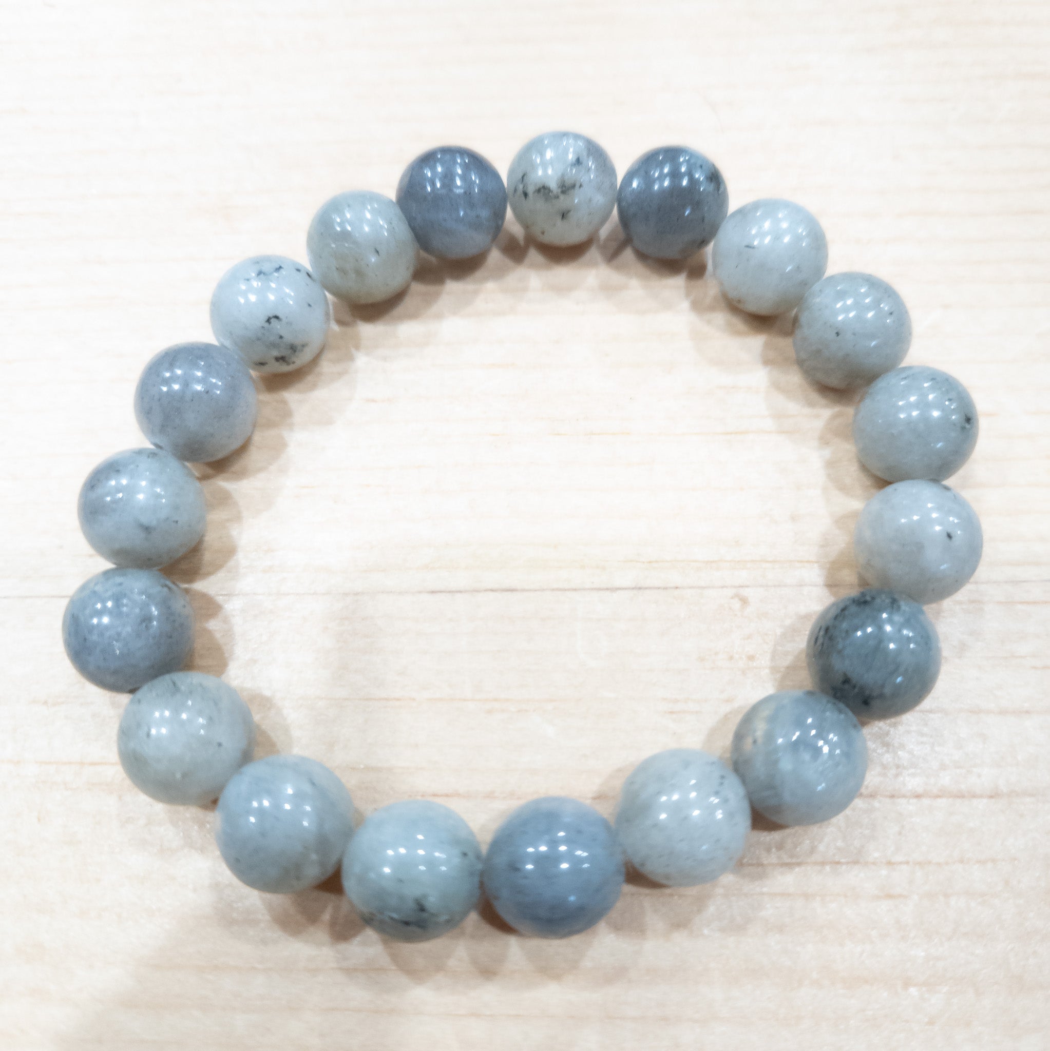 Grey Labradorite Beaded Stretchy Bracelet