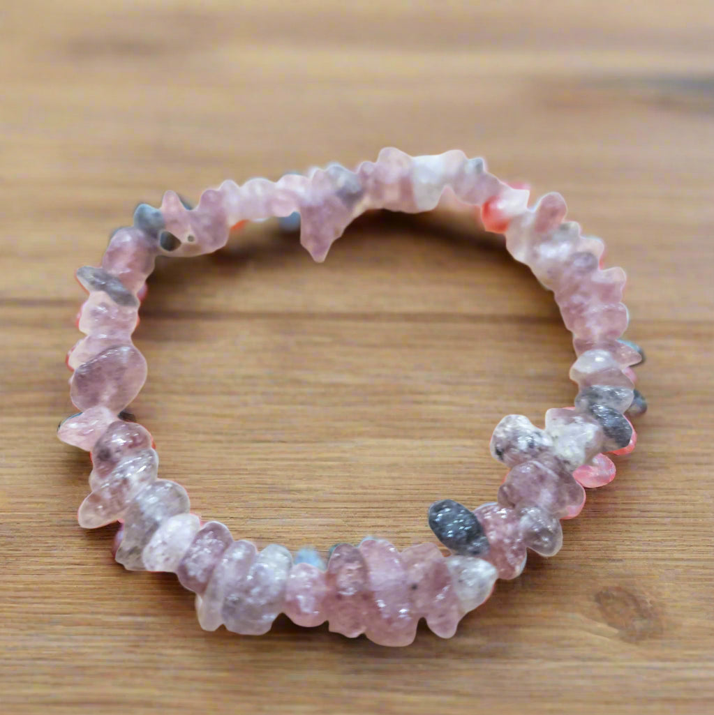 Strawberry Quartz Stone Beaded Stretchy Bracelet