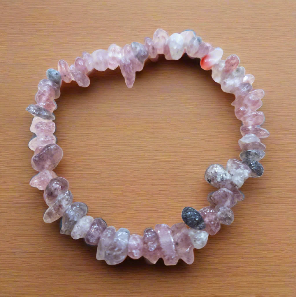 Strawberry Quartz Stone Beaded Stretchy Bracelet