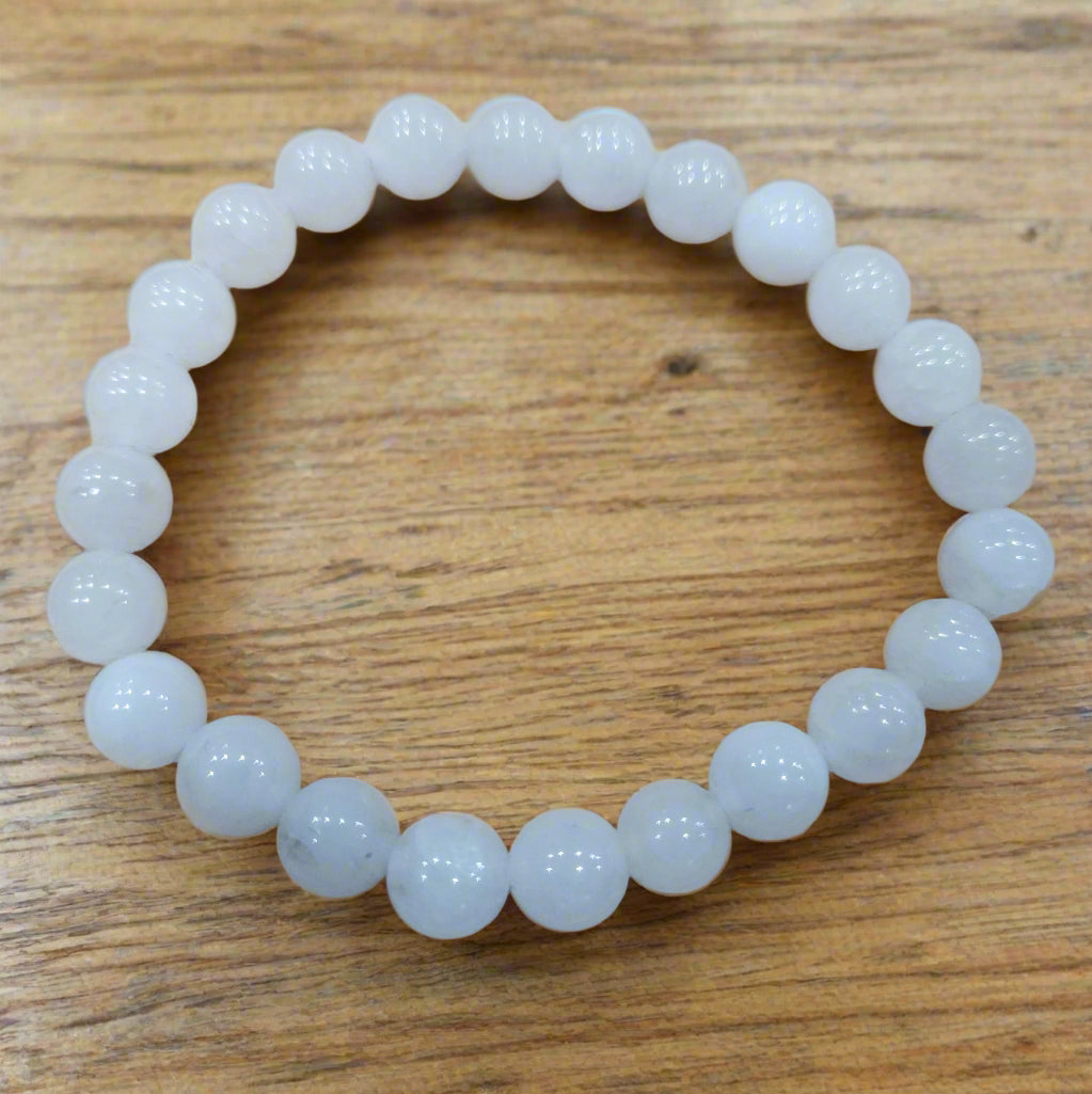 White Quartz Beaded Stretchy Bracelet