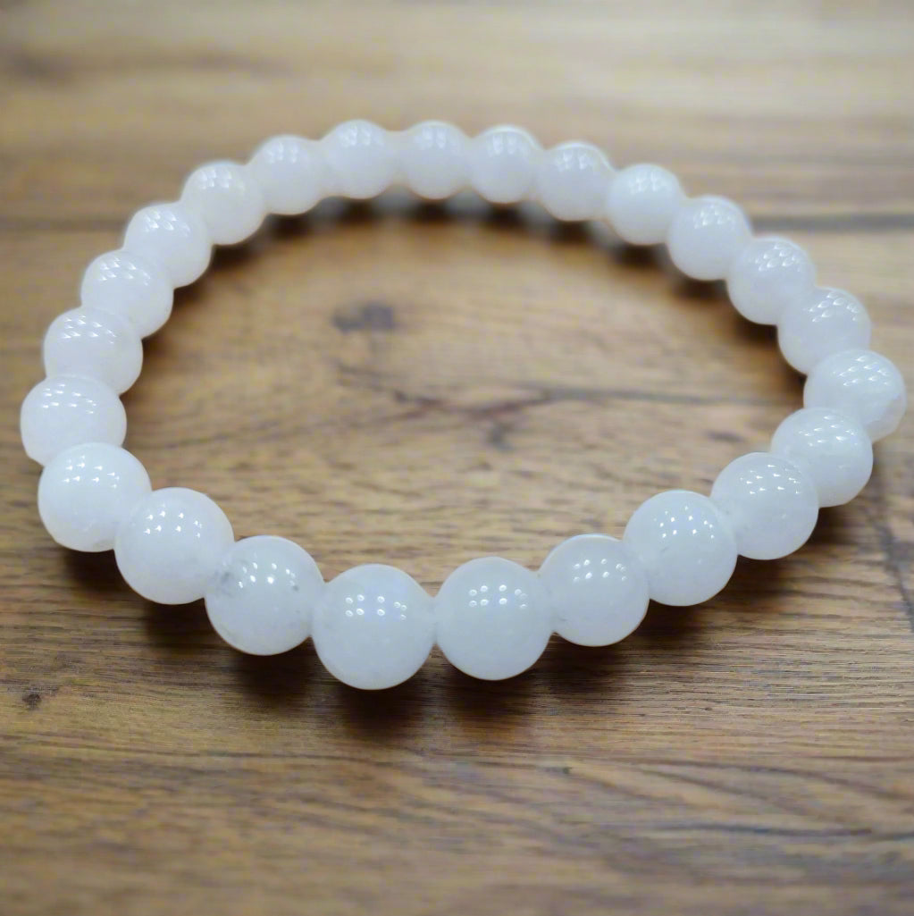 White Quartz Beaded Stretchy Bracelet