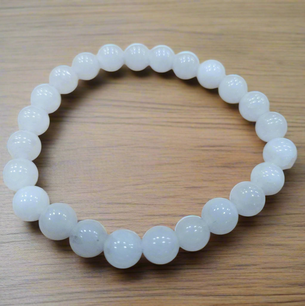 White Quartz Beaded Stretchy Bracelet