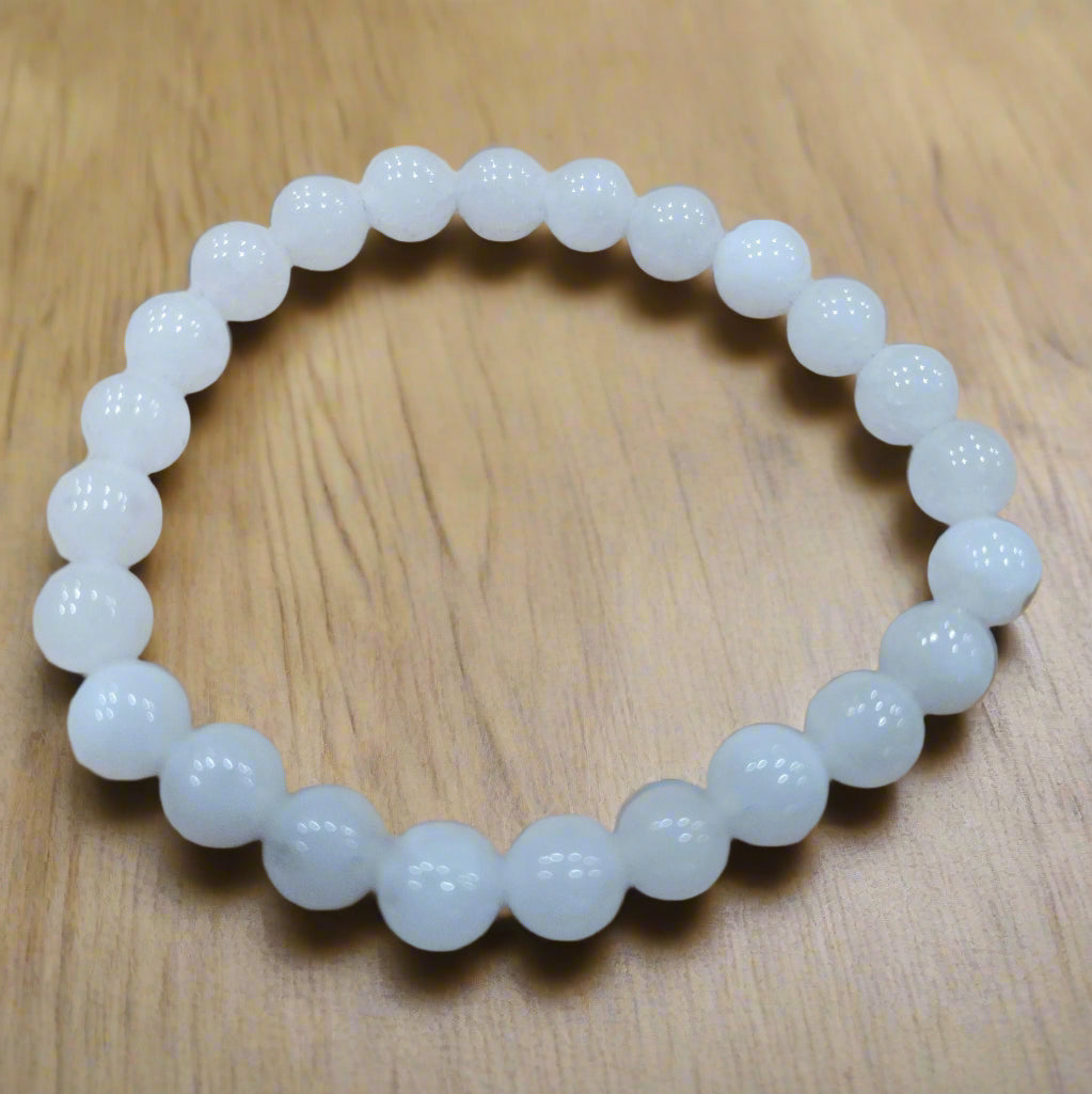 White Quartz Beaded Stretchy Bracelet