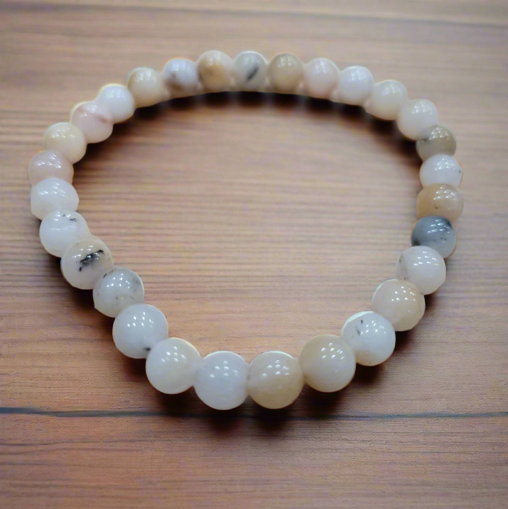 Flower Agate Stone Stretchy Bracelet