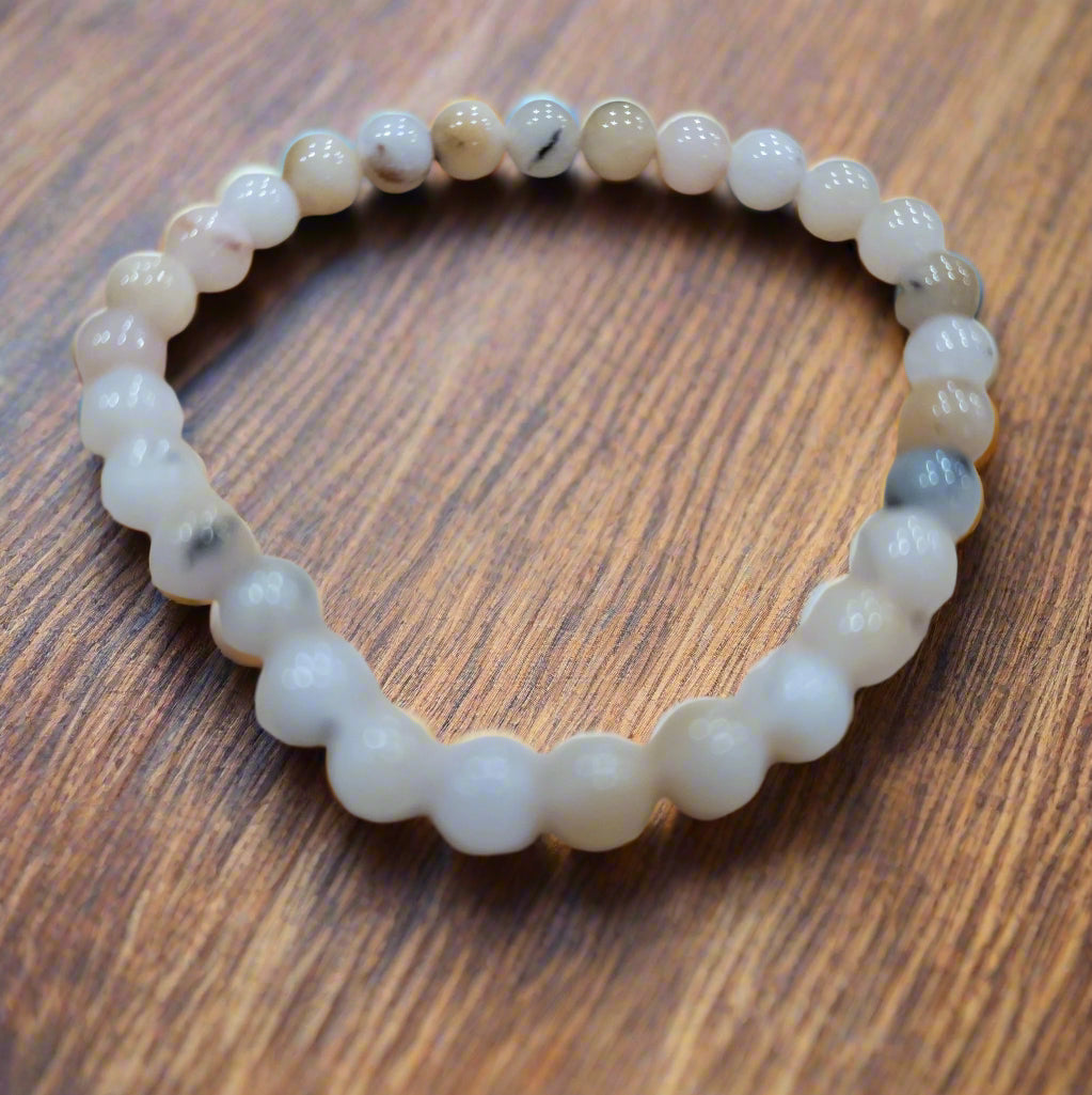 Flower Agate Stone Stretchy Bracelet