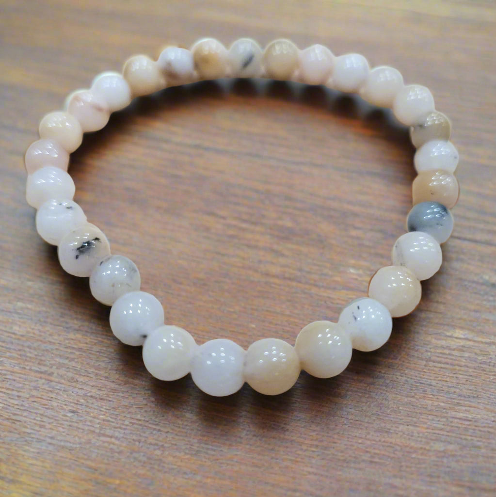 Flower Agate Stone Stretchy Bracelet