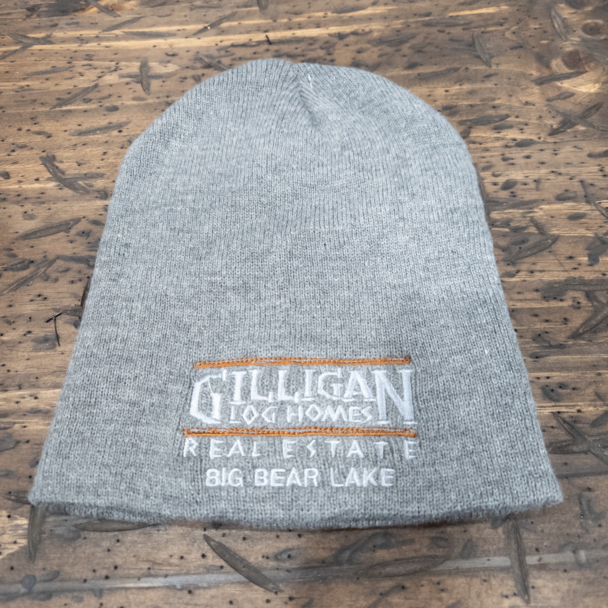 Knit Beanie Hat with "Gilligan Log Homes Real Estate Big Bear Lake"