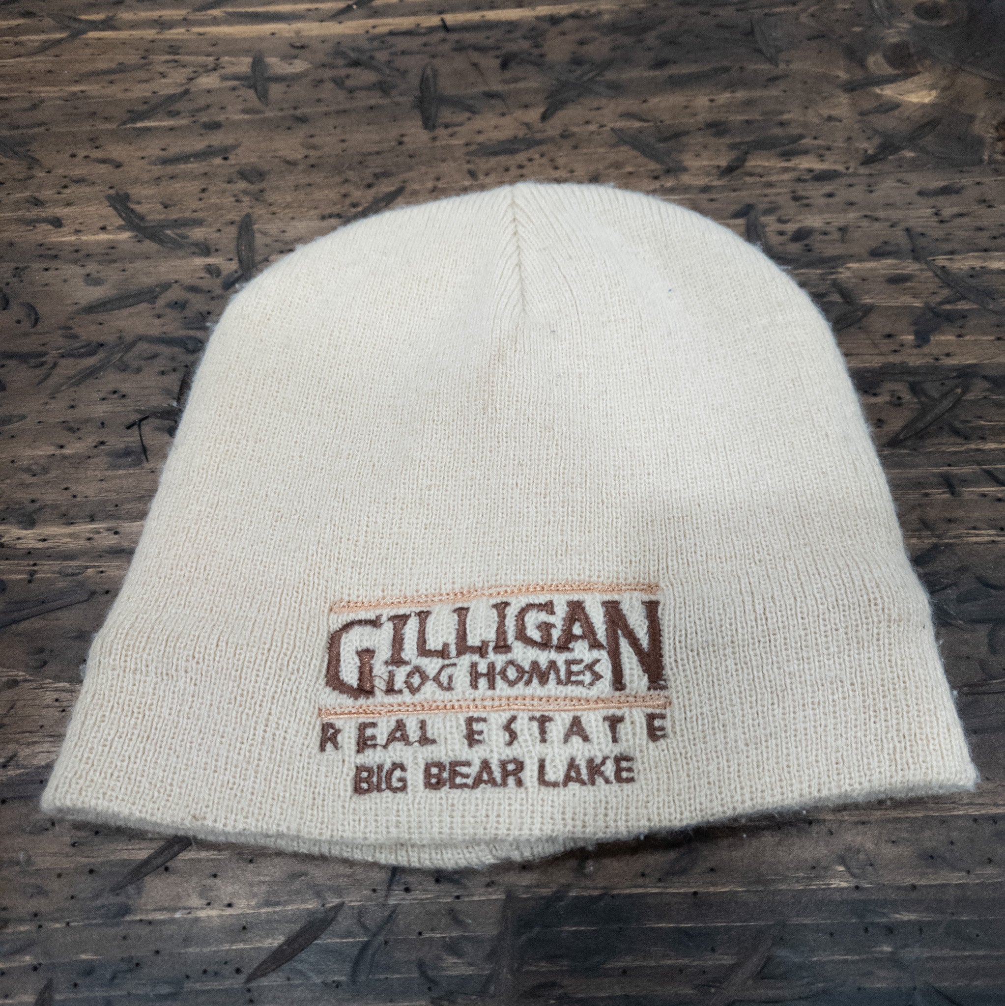 Knit Beanie Hat with "Gilligan Log Homes Real Estate Big Bear Lake"