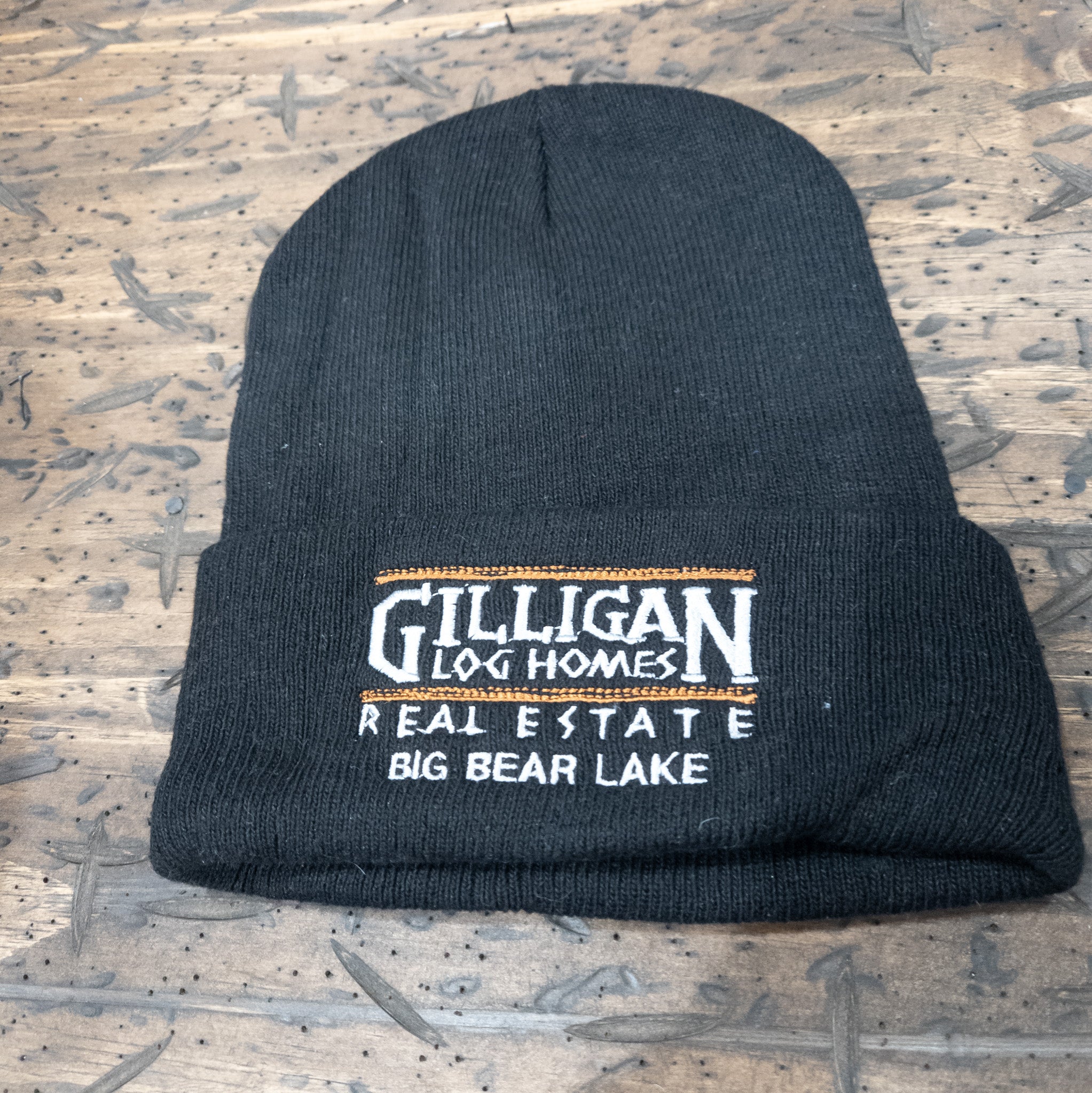 Knit Beanie Hat with "Gilligan Log Homes Real Estate Big Bear Lake"