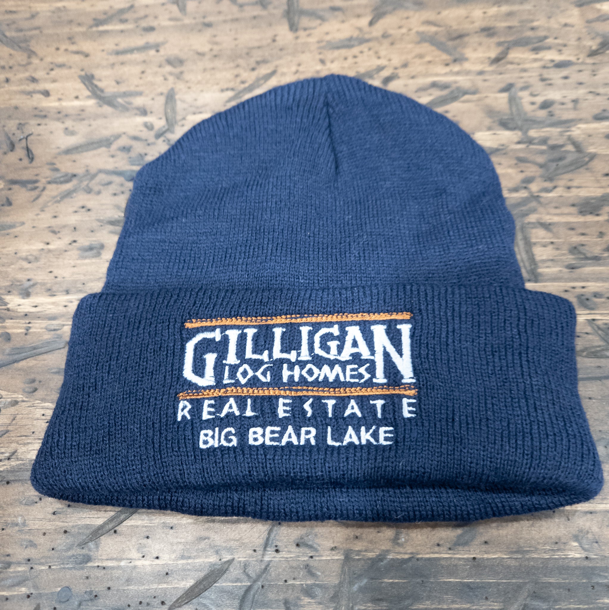Knit Beanie Hat with "Gilligan Log Homes Real Estate Big Bear Lake"