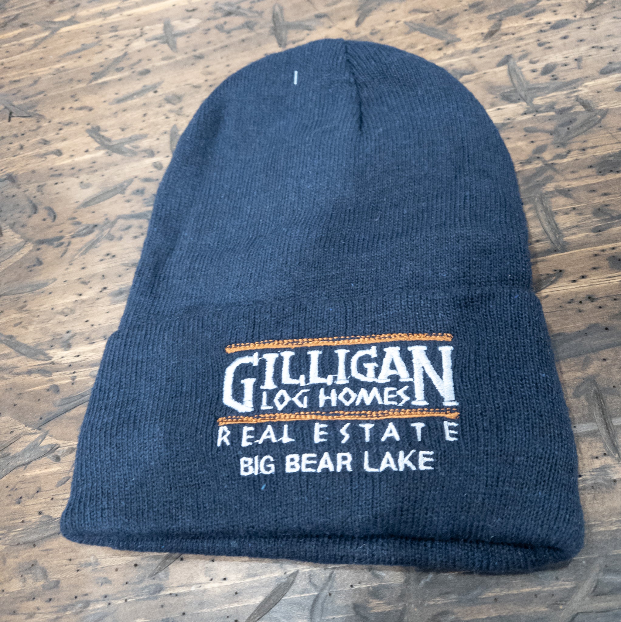 Knit Beanie Hat with "Gilligan Log Homes Real Estate Big Bear Lake"