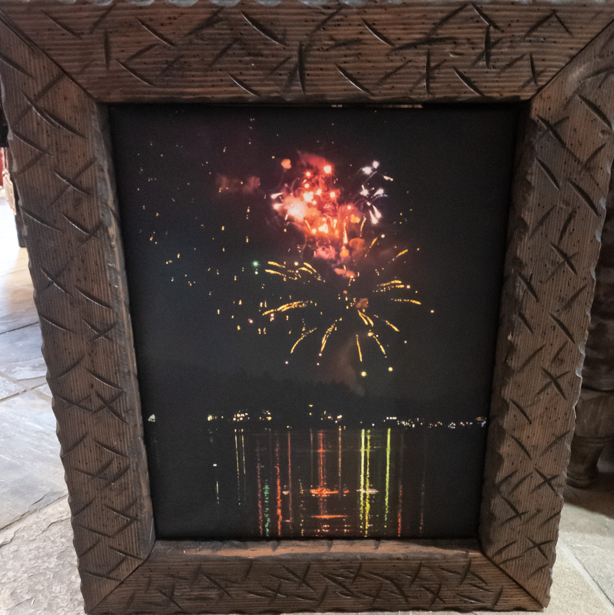 Big Bear Lake Original Firework Canvas Print with Frame