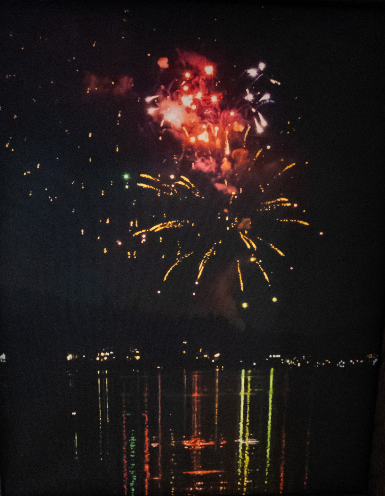 Big Bear Lake Original Firework Canvas Print with Frame