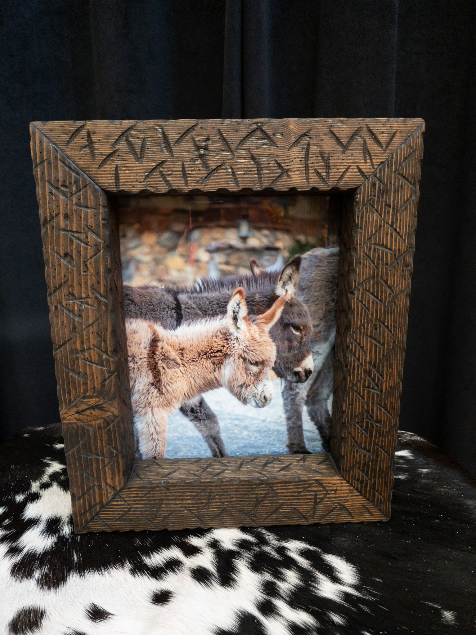 Original Framed Photo of Burros in Big Bear California