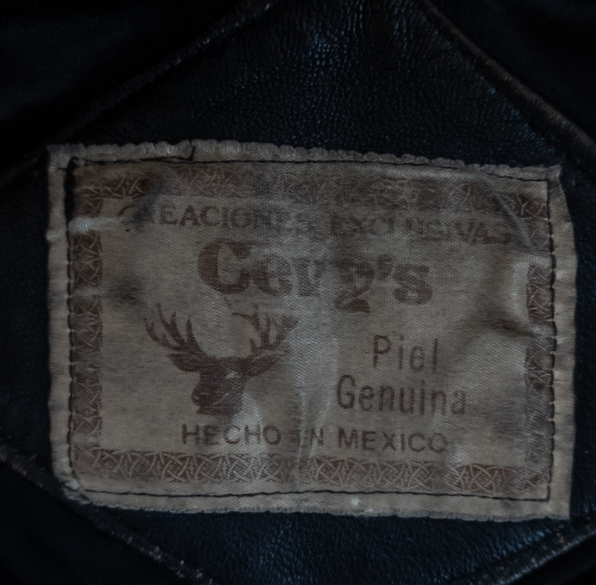 Chevy's Vintage Black Leather Jacket – Motorcycle Style, Made in Mexico.