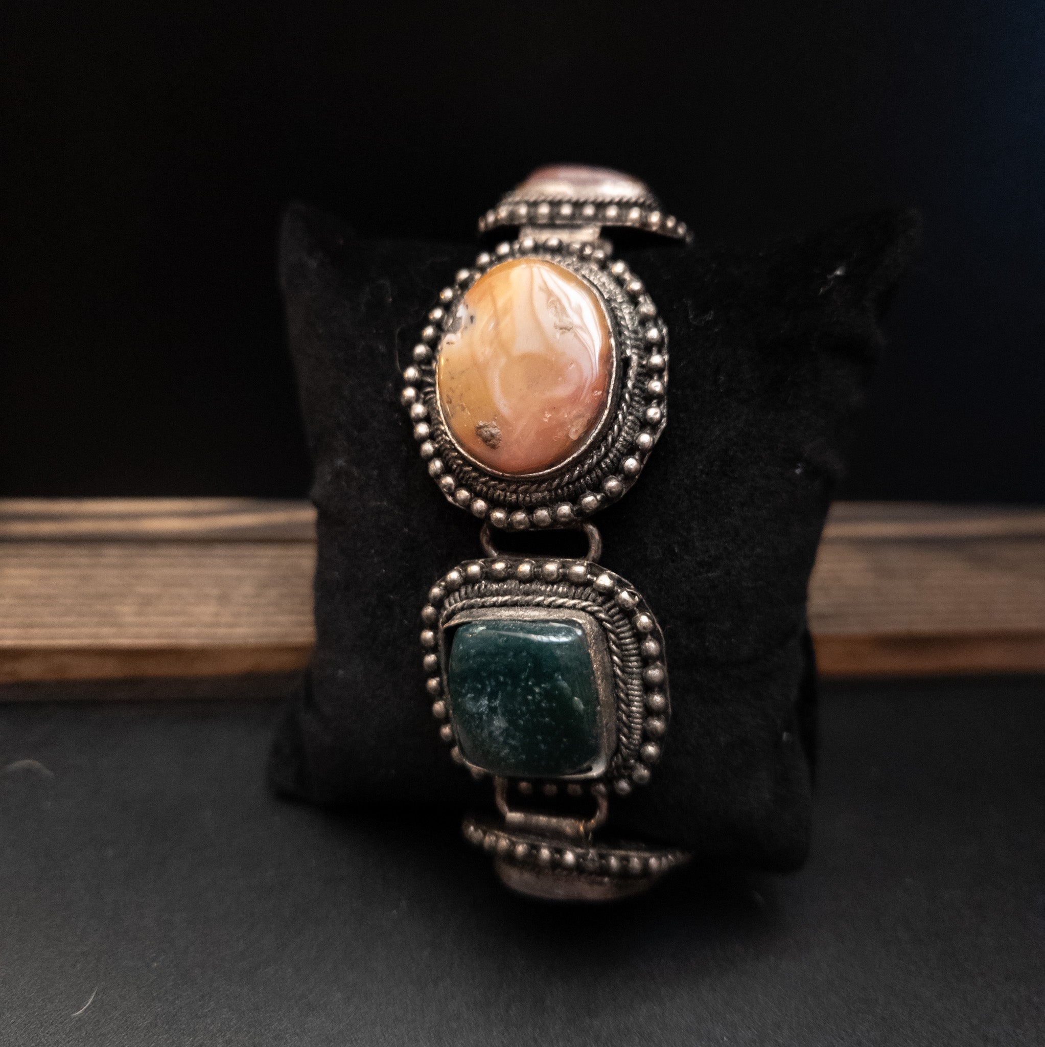 Vintage Multicolored Agate Silver Toned Bracelet