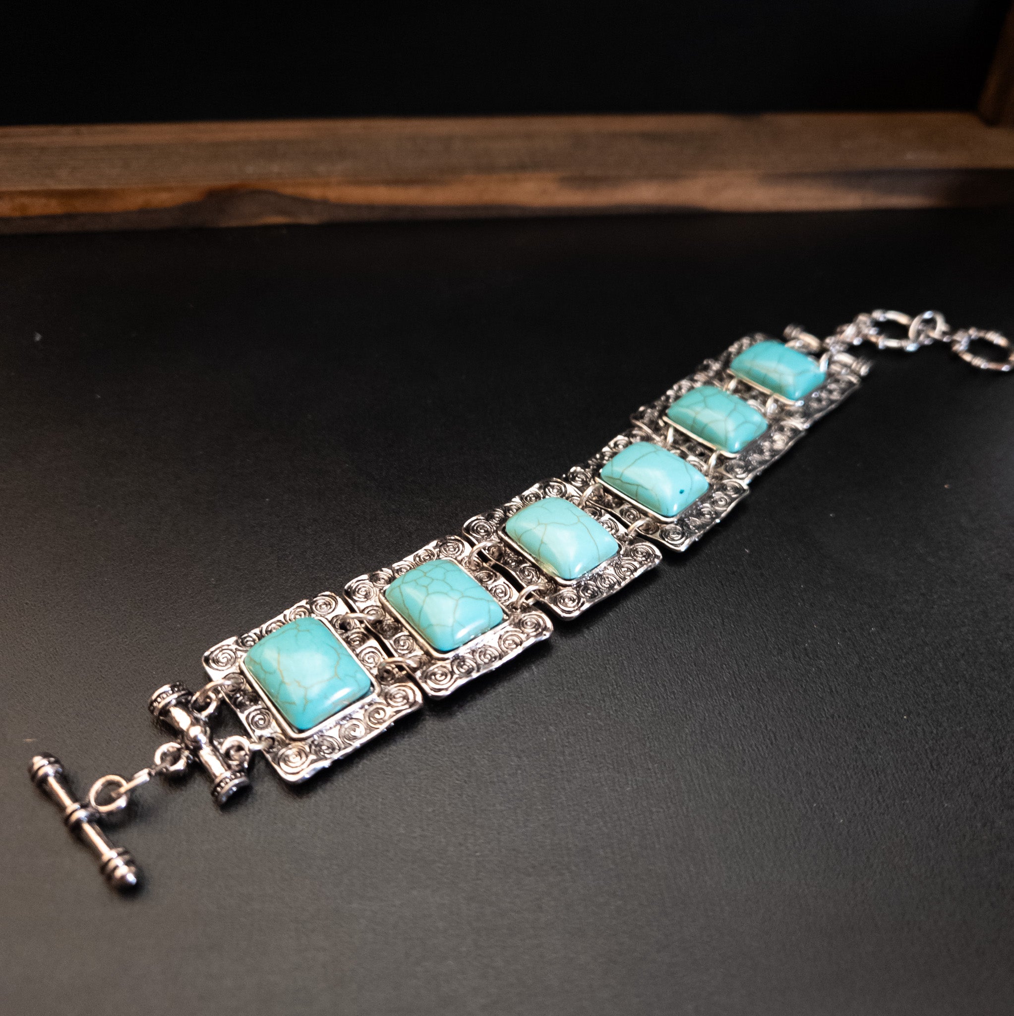 Fashion Jewelry Faux Turquoise Toggle Bracelet