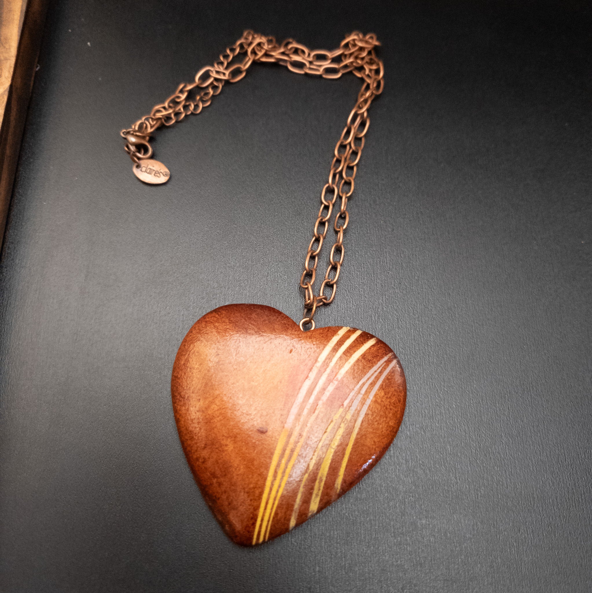 Clair's Wood Heart Necklace