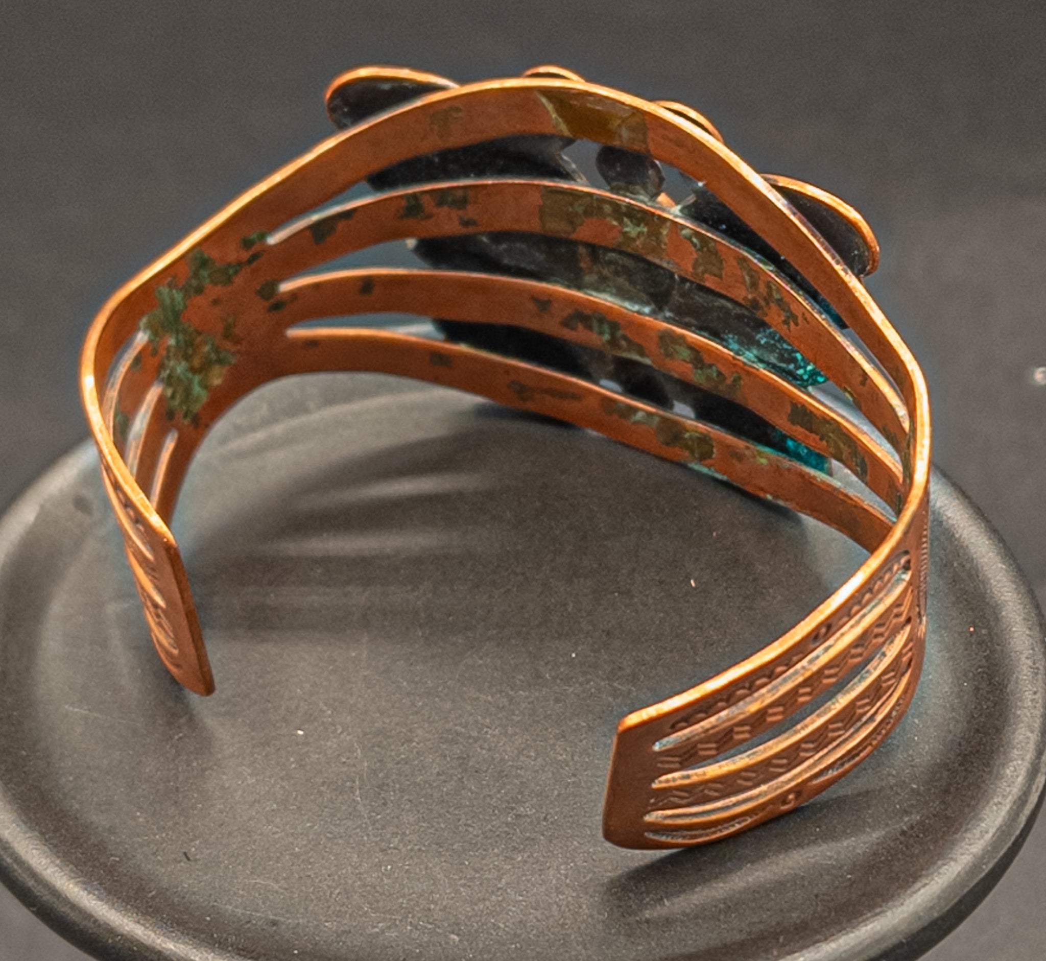 Copper Butterfly Cuff Bracelet With Faux Turquoise