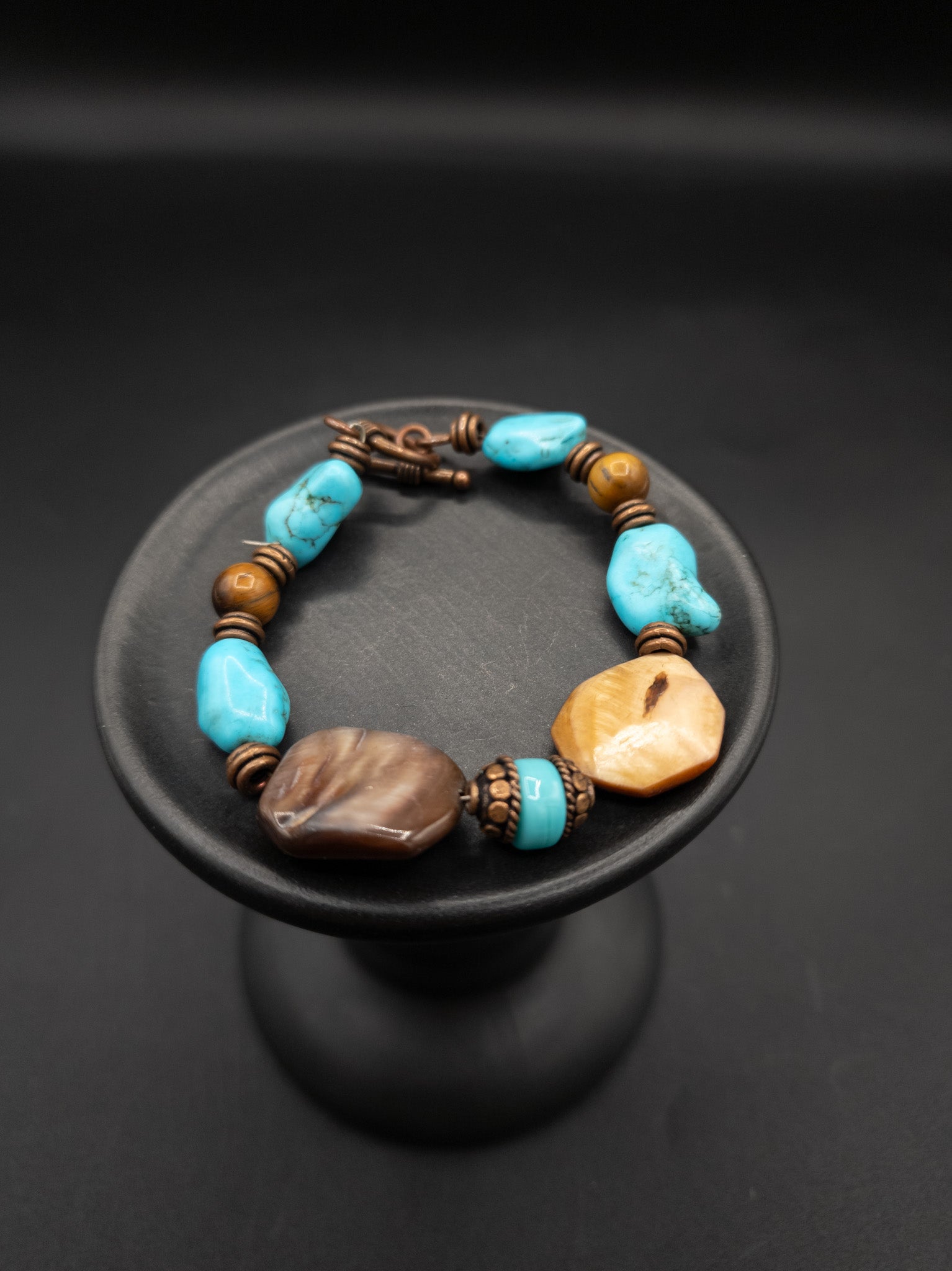 Faux Chunky Turquoise And Gemstone Beaded Bracelet