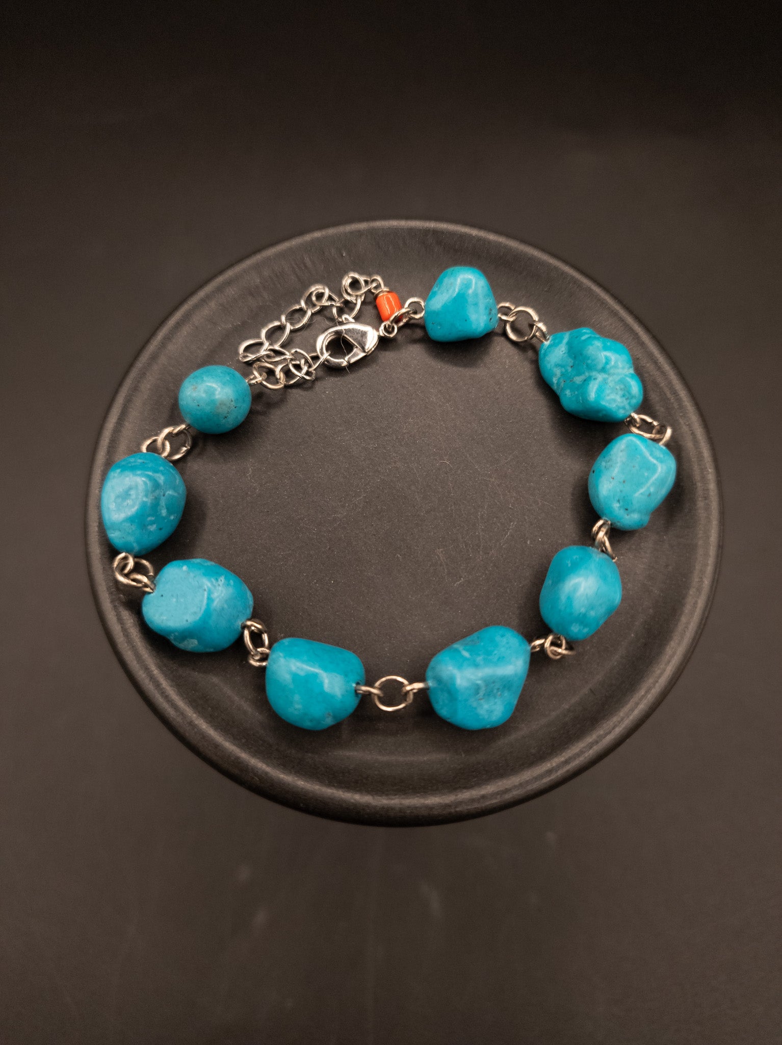 Faux Chunk Turquoise On a Chain Bracelet