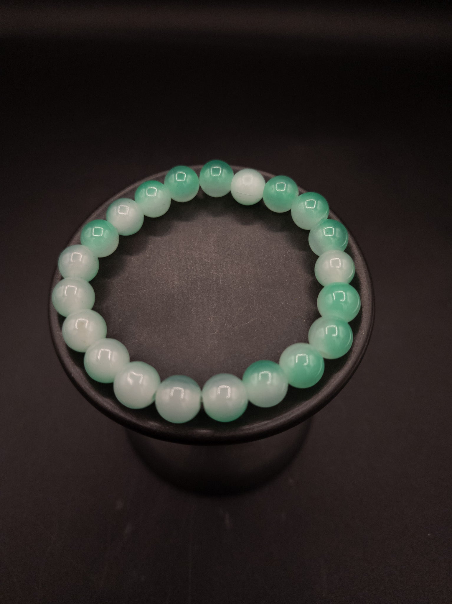 Green And White Beaded Bracelet