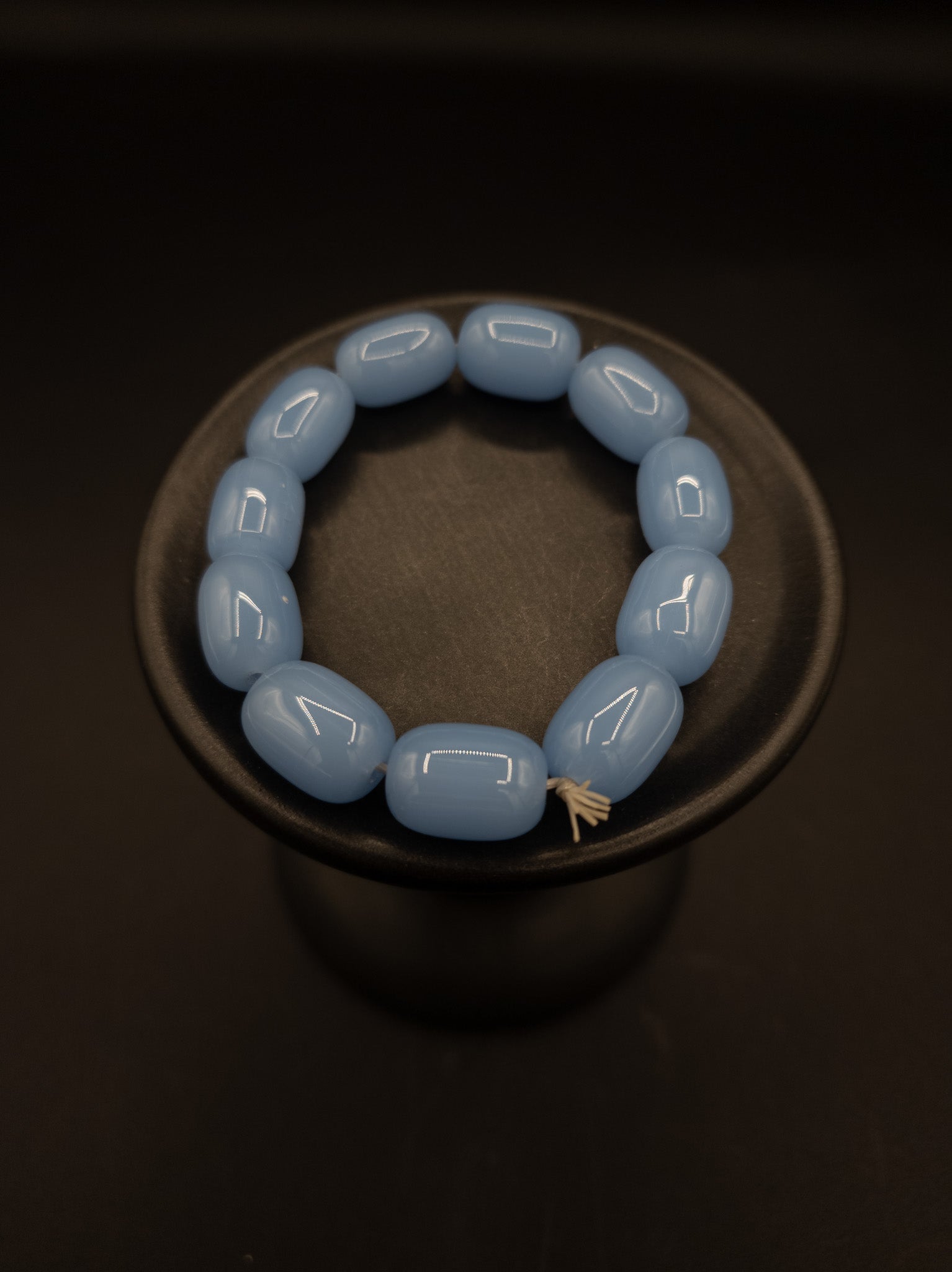 Natural Blue Stone Beaded Stretch Bracelet