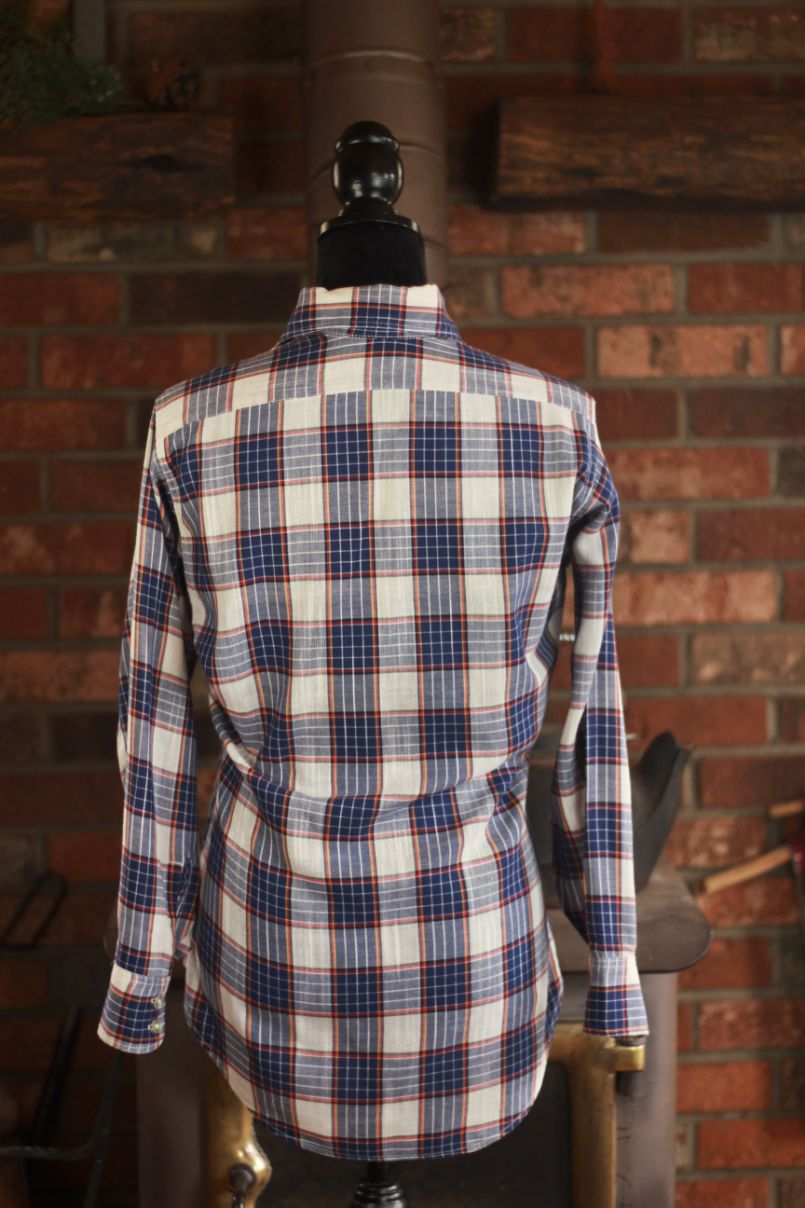 Levi's White, Blue and Red Plaid Button Up