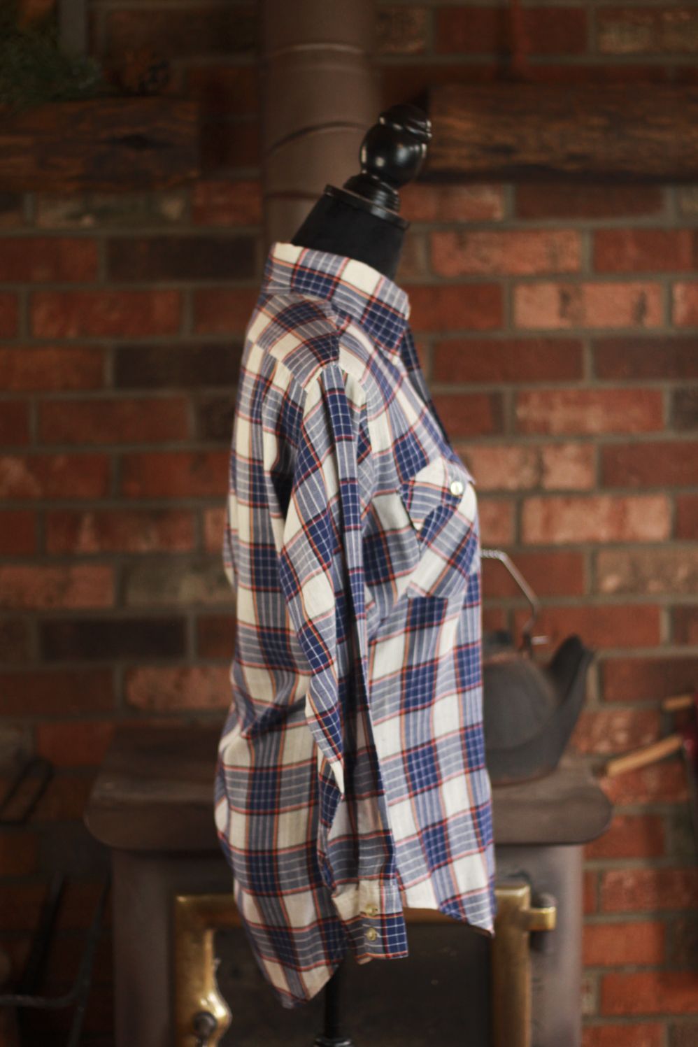 Levi's White, Blue and Red Plaid Button Up