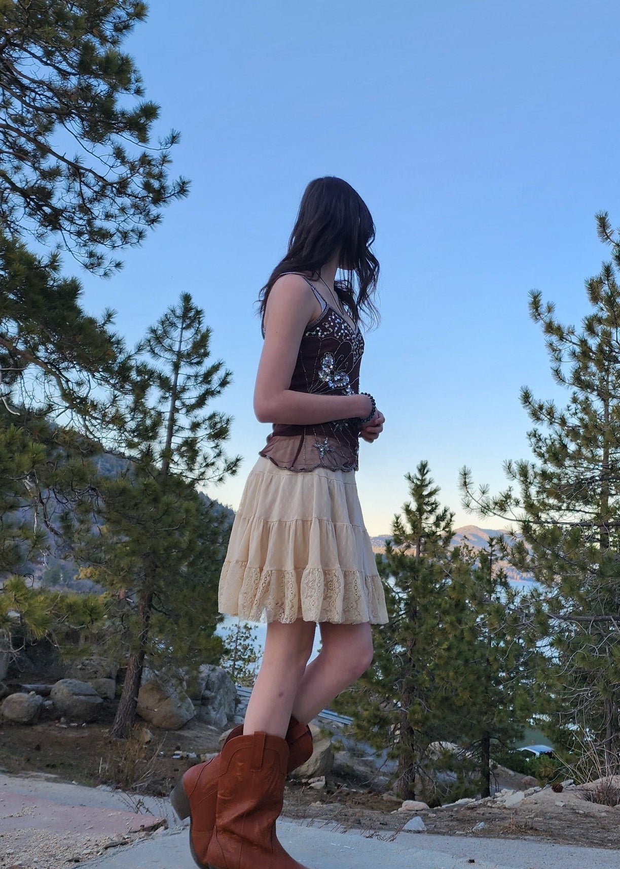 Intimately Free People Beige Flowy Mini Skirt