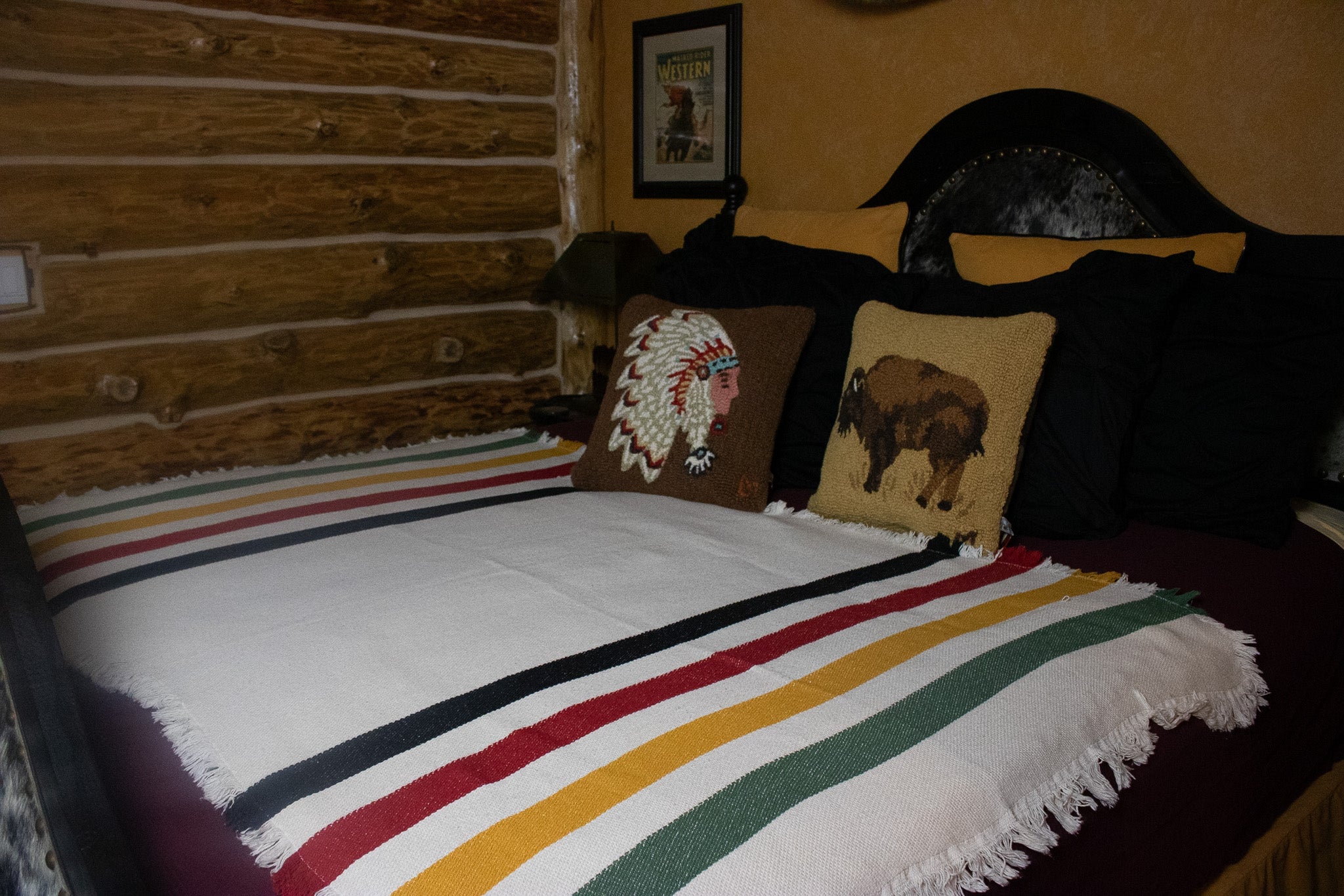 Pisgah Stripe Woven Throw - Black, Red, Yellow, & Green Stripe