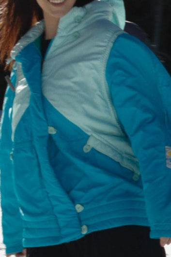 Sky Blue and White "Snow Seekers" Brand Winter Jacket Size Med