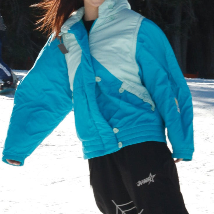 Sky Blue and White "Snow Seekers" Brand Winter Jacket Size Med