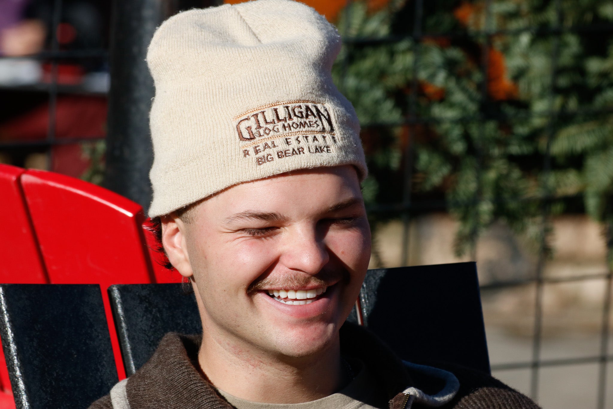 Knit Beanie Hat with "Gilligan Log Homes Real Estate Big Bear Lake"