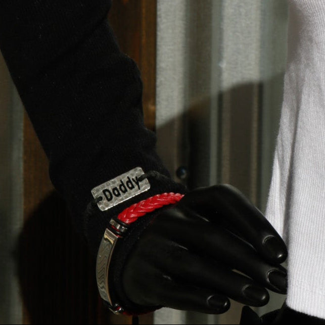 Black Jute Cord with Aluminum "Daddy" Charm Adjustable Bracelet