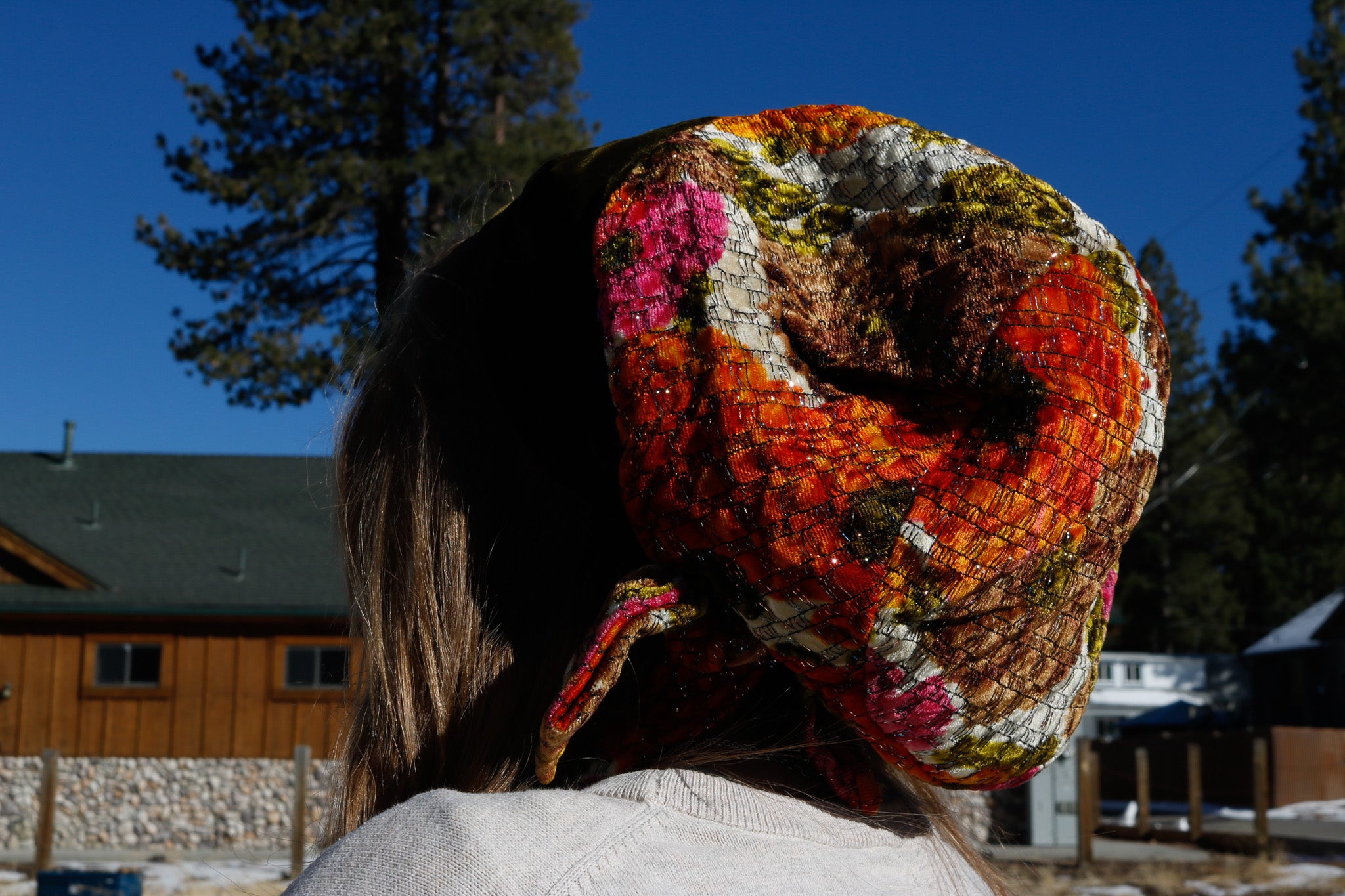 Leslie James Multicolored Floral Design Pillbox Hat