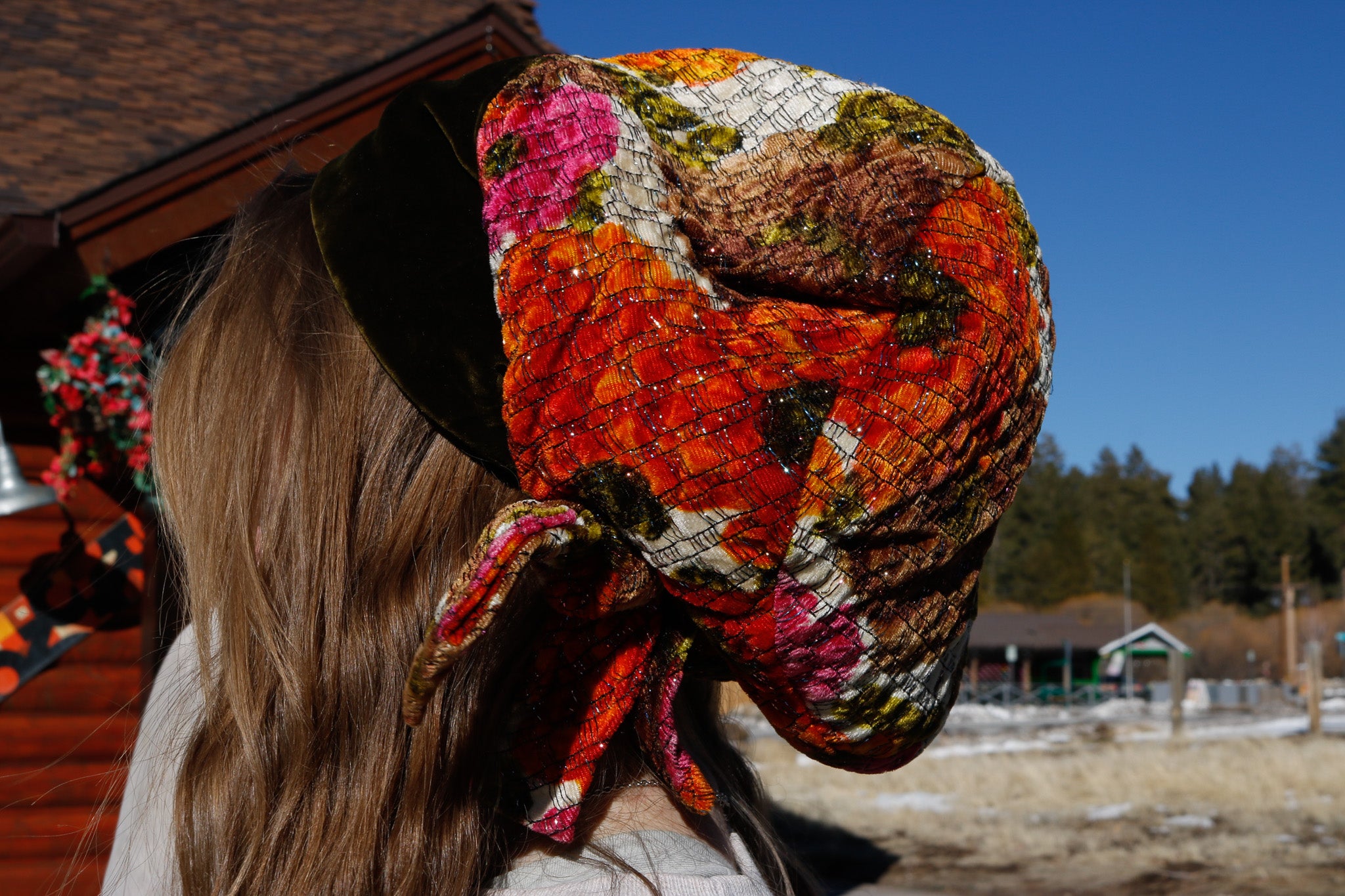 Leslie James Multicolored Floral Design Pillbox Hat